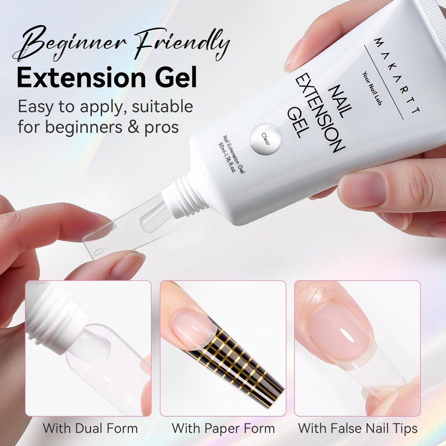 Makartt Poly Nail Gel: Clear 50ML Gel Builder for Natural-Looking Strengthener 3D Molding Gel for Trendy Nail Art-Long-Lasting and Easy to Use Supplies