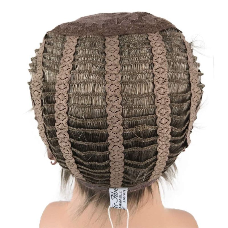 Aimole Mens Wigs Short Straight Hair Brown mix Sliver Natural Synthetic Full Wig