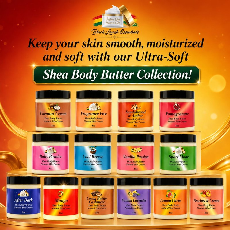Ultra Soft Shea Body Butter Cream, Natural Hydrating Body Cream with Cocoa Butter, Mango Butter, Aloe Vera, Argan, Rosehip Oil, Moisturized Skin, Suits All Types (Vanilla Lavender, 8oz)