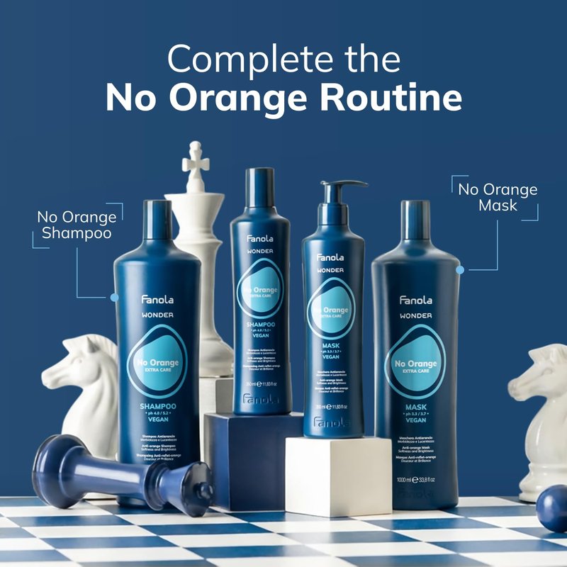 Fanola Wonder Blue Shampoo for Brunettes - Toning Hair Color Shampoo for Light Brown to Platinum Strands - Neutralizes Orange & Brassy Tones - Vegan & Sulfate-Free (33.8 fl oz)