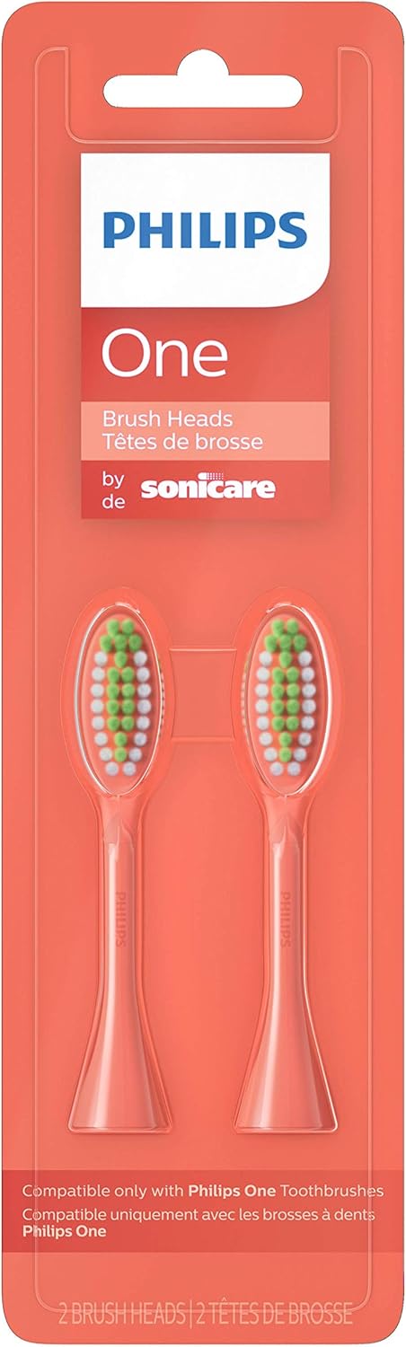 Philips One by Sonicare | Miami Coral Electric Toothbrush with 2 Brush Heads - Compact Design