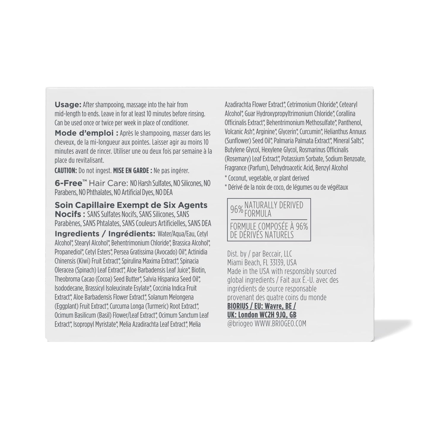 Briogeo Superfoods Avocado + Kiwi Mega Moisture Hair Mask | Protein-Free Deep Conditioning Treatment for Dry Hair| Silicone-Free | Vegan & Cruelty-Free | 8 fl oz