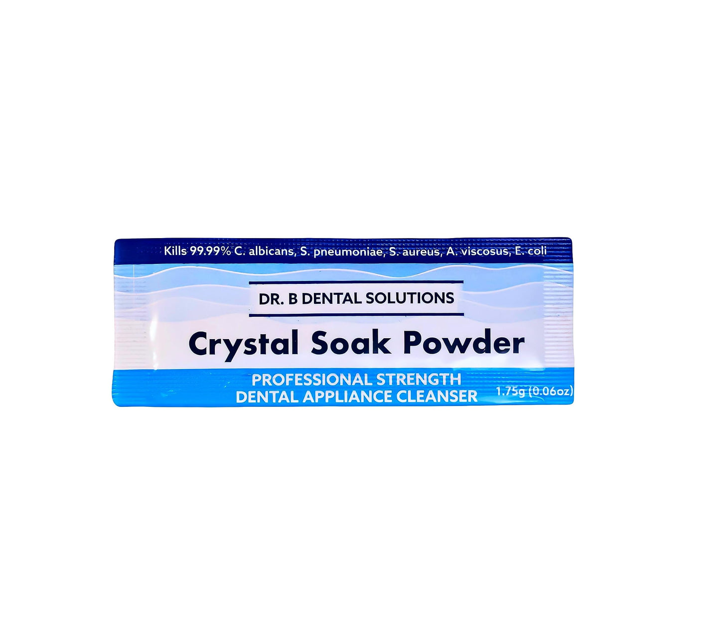 Dr. B Dental Solutions Powder Crystal Soak Cleanser, Ideal for Oral Appliances, Dentures, Night Guards, Retainers, Aligners, and Sleep Apnea Devices - 45 Single Use Packets