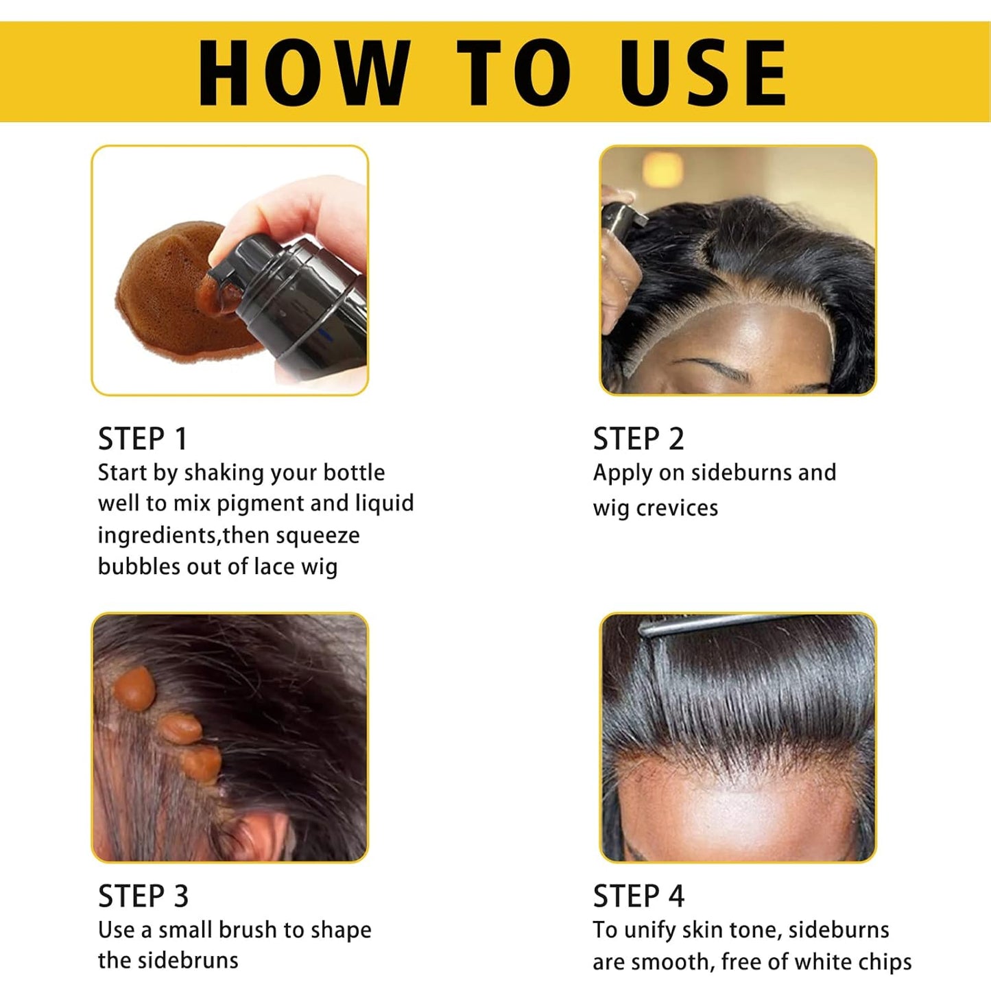 Lace Tint Melting Hair Mousse, 6.8 fl oz Lace Tint Mousse for Women Hair Wig Lace Wigs Toupees and Hairpieces Natural Finishing Lace Color, Lace Tint Mousse for Wigs Melts Lace Foam Tint(Medium Brown)