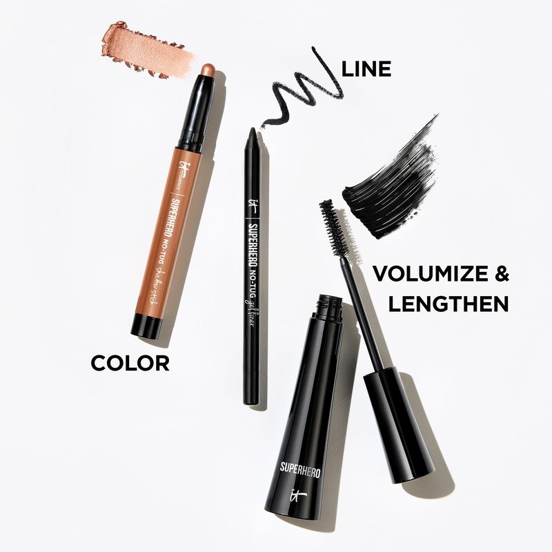 IT Cosmetics Superhero Mascara Travel – Volumizing & Lengthening Black Mascara, Buildable Lash Volume, Collagen, Biotin, Peptides, Lifting & Curling Formula, Super Black Pigment - 0.17 fl oz