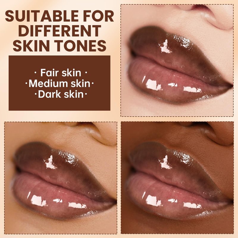 HOSAILY Lip Liner Gloss Set, Light Brown Plumping Lip Liner Lip Pencil Moisturizing Lightweight Lip Gloss Lip Combo, High Shine Glossy Lip Tint Lip Stain Makeup Long Lasting Lip Contour for Women