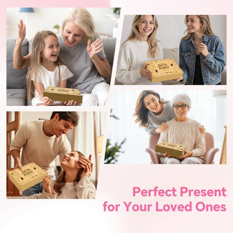 CalmNfiz Bath Bombs for Women, 12 PCS Bath Set, Natural Bubble Bathbombs with Shea Butter, Dry Skin Moisturizing, Present for Christmas, Birthday, Valentine’s Day for Mom, Wife, Her, Girls
