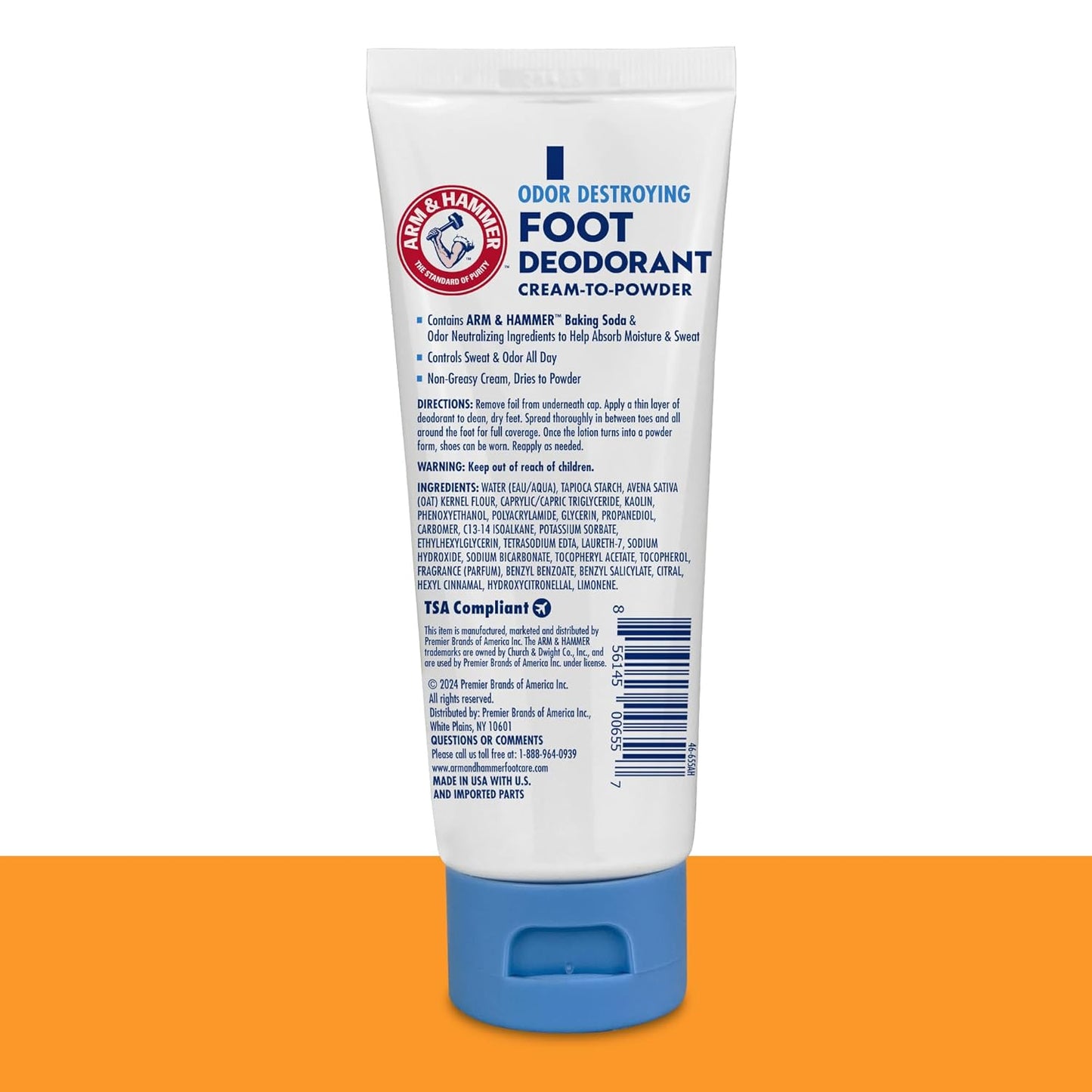Arm & Hammer Cream to Powder Foot Deodorant, 24 Hour Protection Odor & Wetness Protection, Effective and Long Lasting Antiperspirant, Apply as Cream Dries to Powder