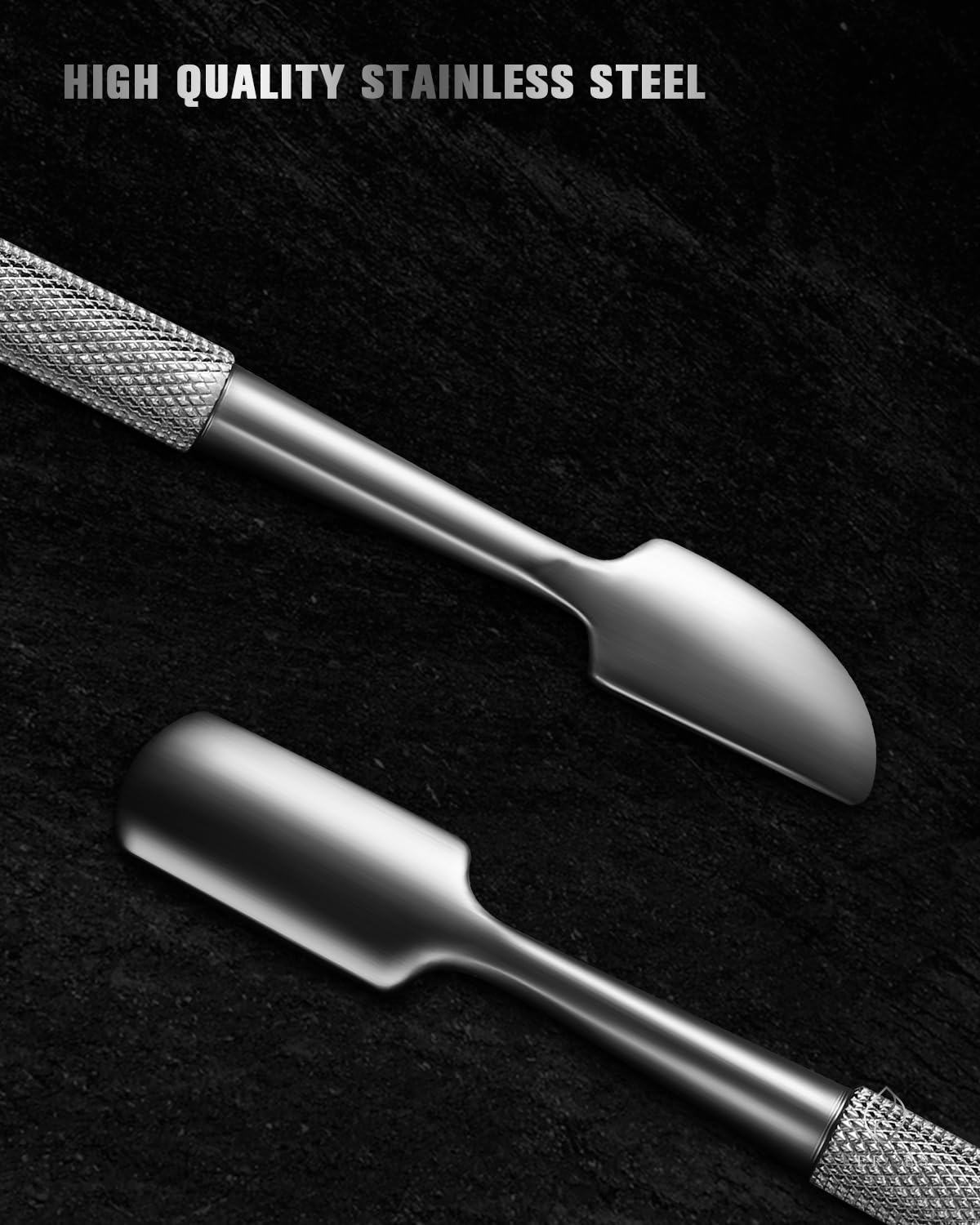 FERYES Cuticle Pusher with Fork, 2-in-1 Cuticle Trimmer Nail Care Tool, Stainless Steel Cuticle Remover Tool for Manicures and Pedicures - Silver