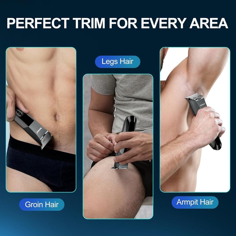 Body Hair Trimmer for Men,kensen Electric Groin & Pubic Hair Trimmer, Rechargeable Ball Shaver Groomer, Mens Body Groomer Kit for Privates, Waterproof, Cordless for Wet/Dry Use