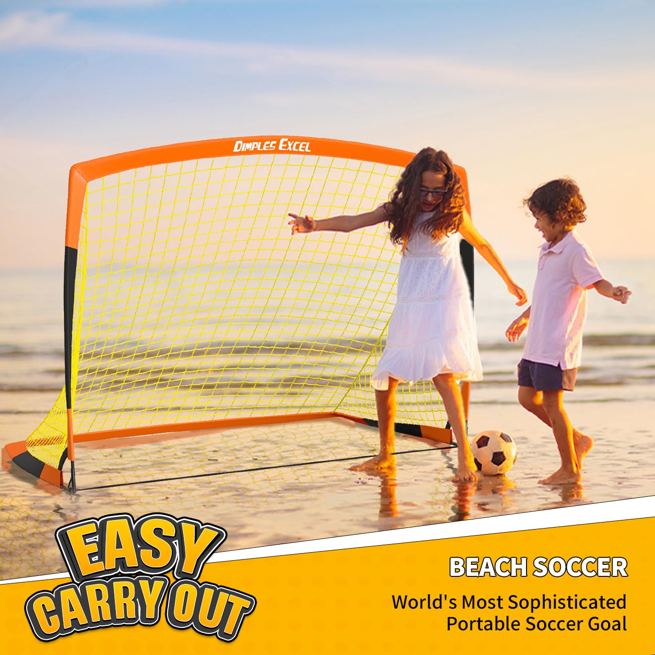 Dimples Excel Soccer Goals Kids Net for Backyard 7x5, 5x3.6, 4x3, 3x2.2 FT