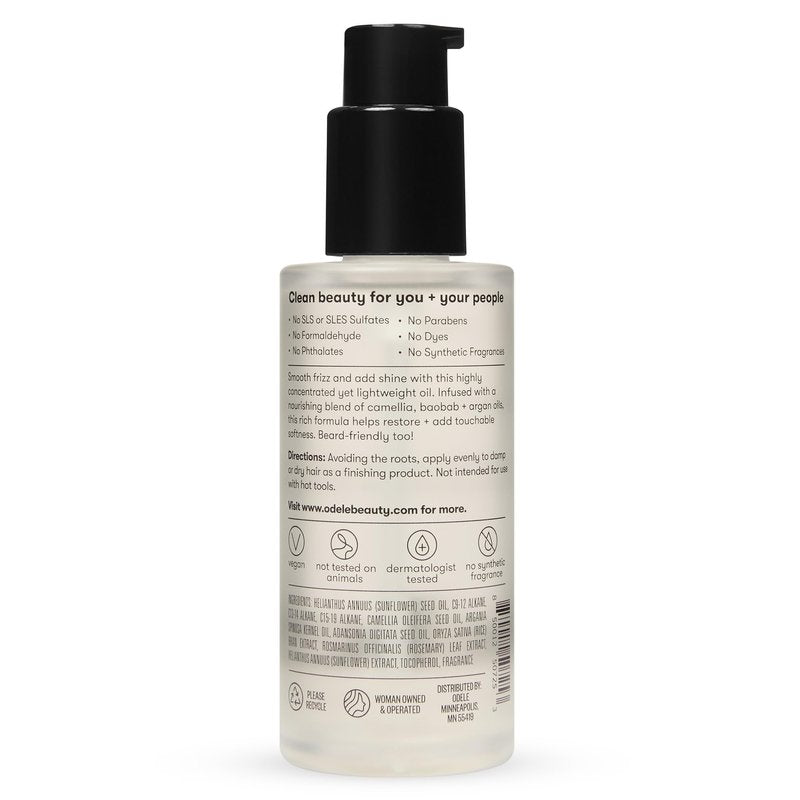 Odele Hair Oil with Baobab & Argan Oils, Lightweight to Smooth Frizz, Add Shine & Hydration, for All Hair Types, 1.7 Fl Oz