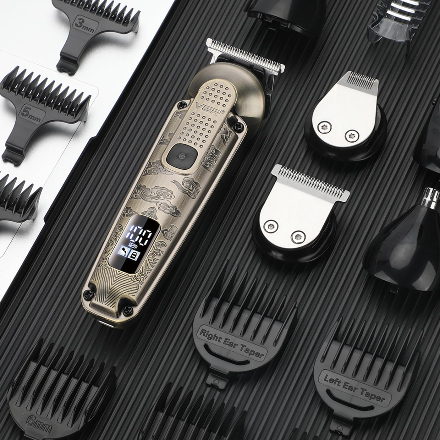 VGR 095 Beard Trimmer for Men, 7 in 1 Waterproof Cordless Hair Clippers and Trimmers Set, Electric Razor Shavers T-Blade Hair Trimmer Grooming Kit for Nose Body Ear Face Mustache, V-103