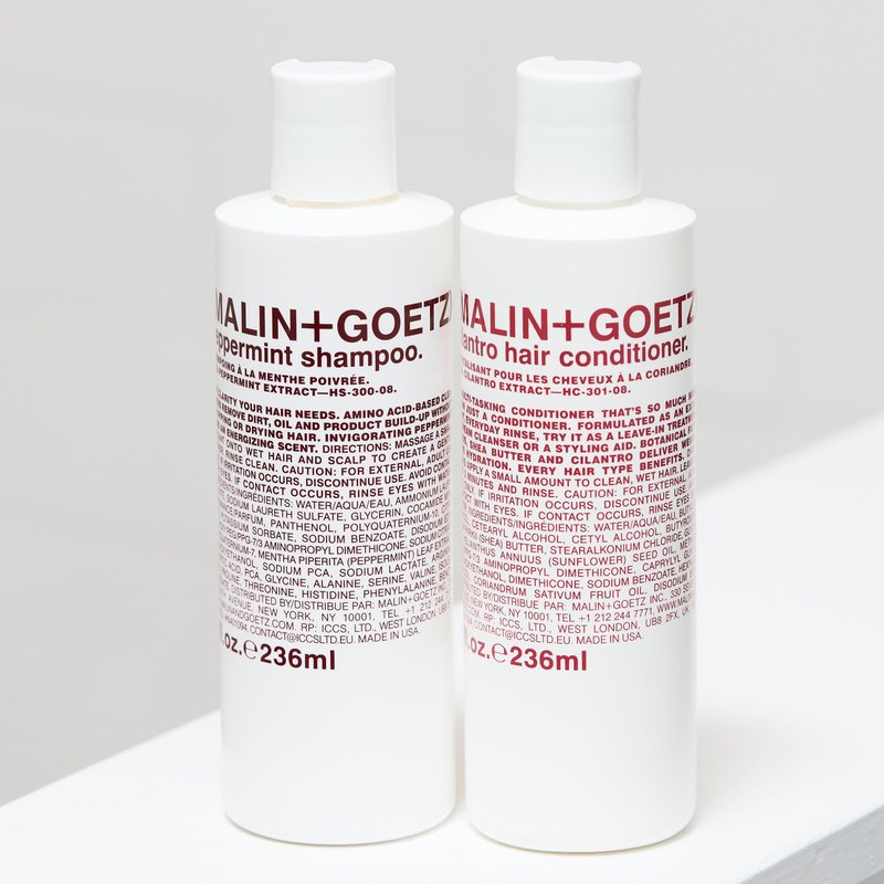 MALIN+GOETZ cilantro conditioner —residue-free, lightweight scalp treatment. conditions, detangles, balances pH, intensely hydrates. tames frizz for all hair types. vegan & cruelty-free, 8 Fl oz