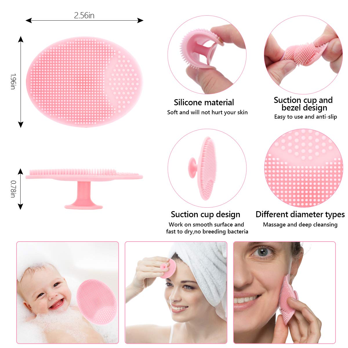Silicone Face Scrubber, 2pcs Exfoliating Lip Brush, 2pcs Face Cleansing Brush & Silicone Facial Mask Brush Exfoliator Blackhead Skin Care Tool