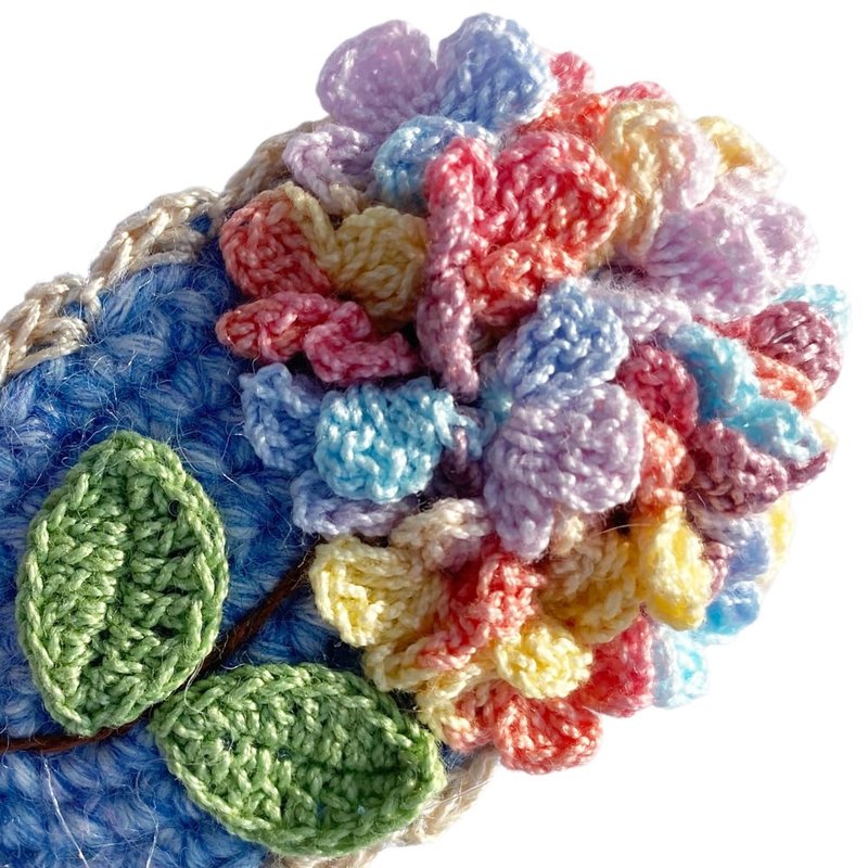 Coolideas handmade micro-hook crocheted hair barrettes yarn Handcrafted fine crocheted hair clips, creative hand made knitted side hair accessories for female (#13 Hydrangea)