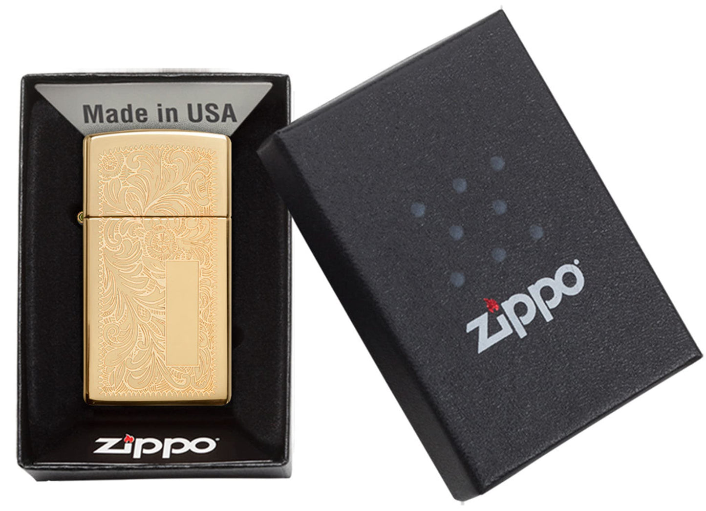 Zippo Venetian Slim High Polish Brass Pocket Lighter