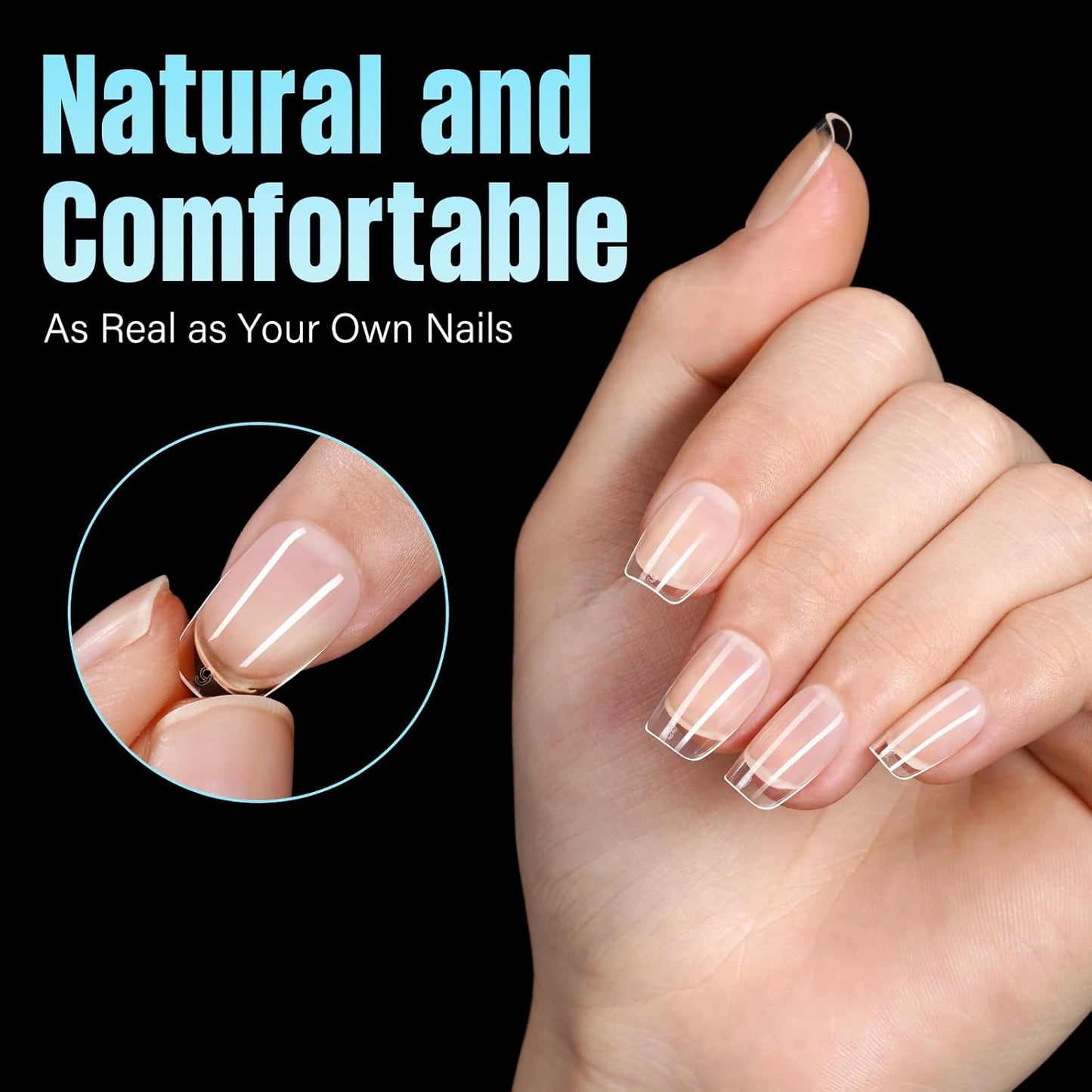 TOMICCA Short Nail Tips Extra Short Square Nail Tips, 192Pcs Fake Nails 12 Sizes Acrylic Clear Nails for Beginner and Professional DIY Gel Nails Salon
