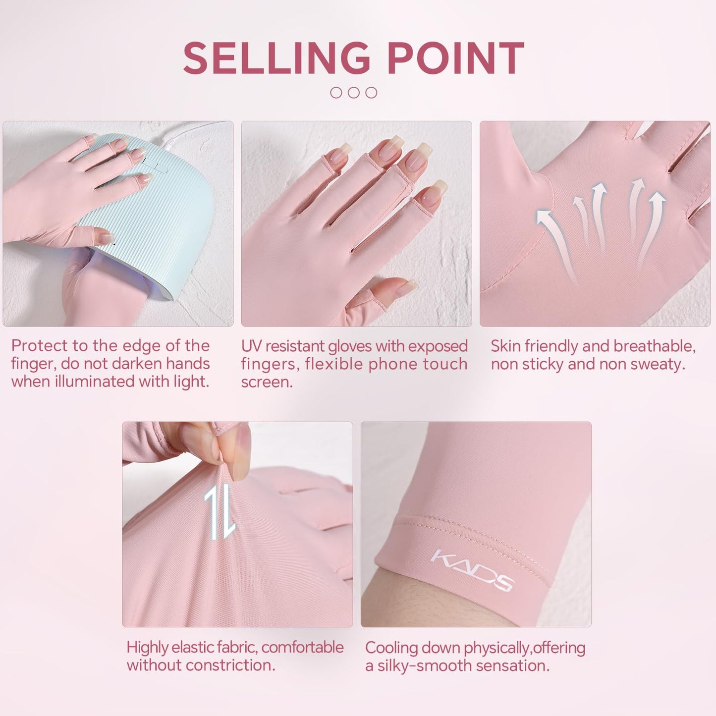 KADS 380W UV LED Nail Lamp with Built-in Hand Cushion & Free Pink Gloves – Professional Gel Nail Dryer for Fast Curing, Salon-Quality Manicure & Pedicure at Home