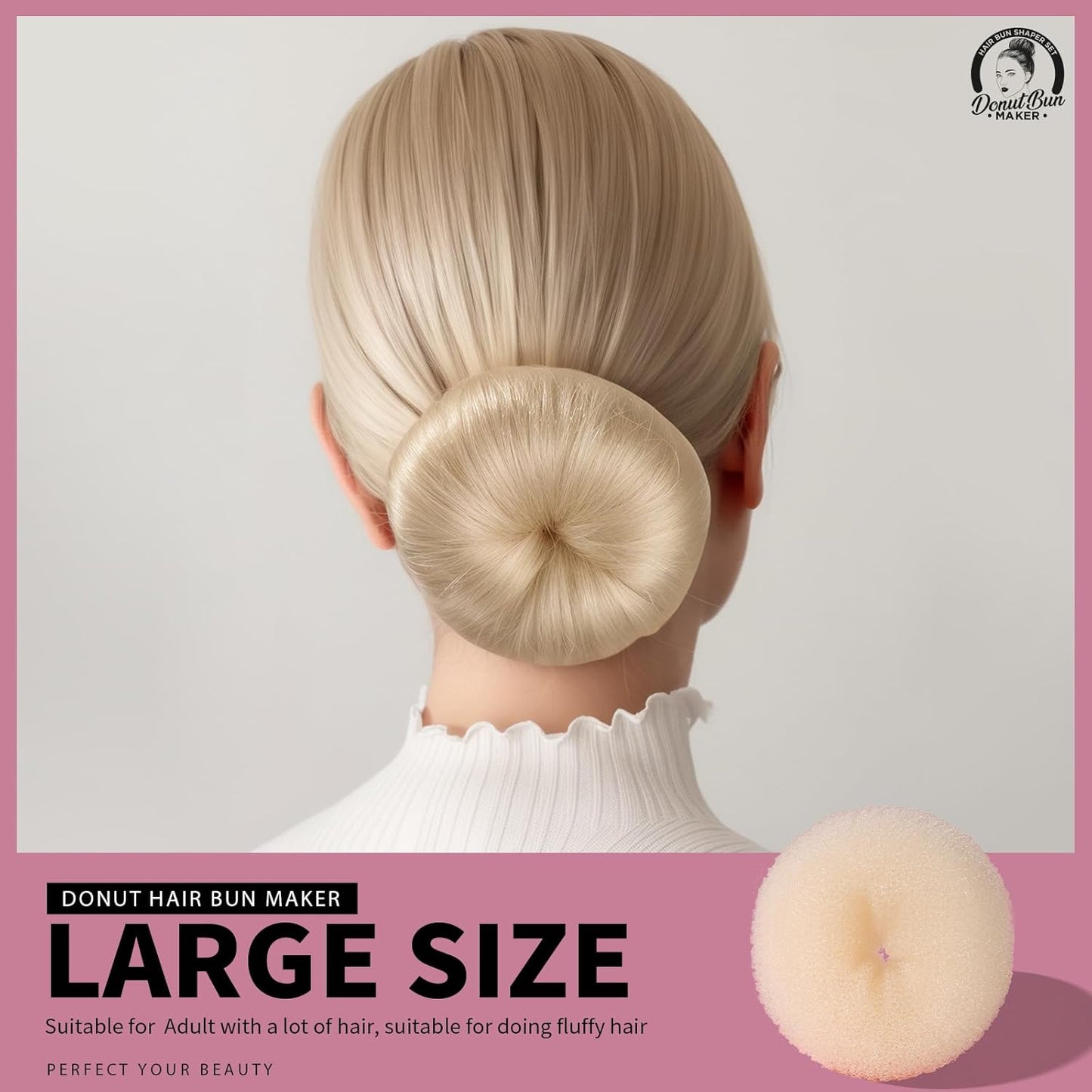 Teenitor Hair Donut, Hair Bun Maker, Black(Extra-large, Large, Medium and Small)