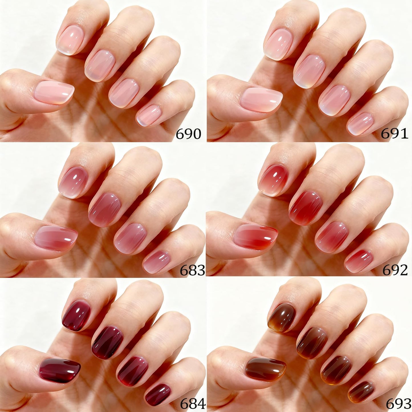 AzureBeauty Dip Powder Set 6 Pcs Jelly Blush Gradient , Natural Dipping Powder French Nail Art Starter Manicure Salon DIY at Home