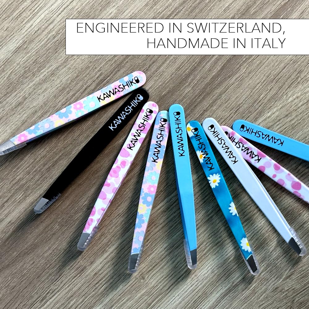 KAWASHIKI Hand-Sharpened Slant Tweezers | Ultra-Precision 25-Degree Angle for Eyebrow Shaping & Facial Hair Removal, Professional Stainless Steel for Women & Men (Sakura Breeze)