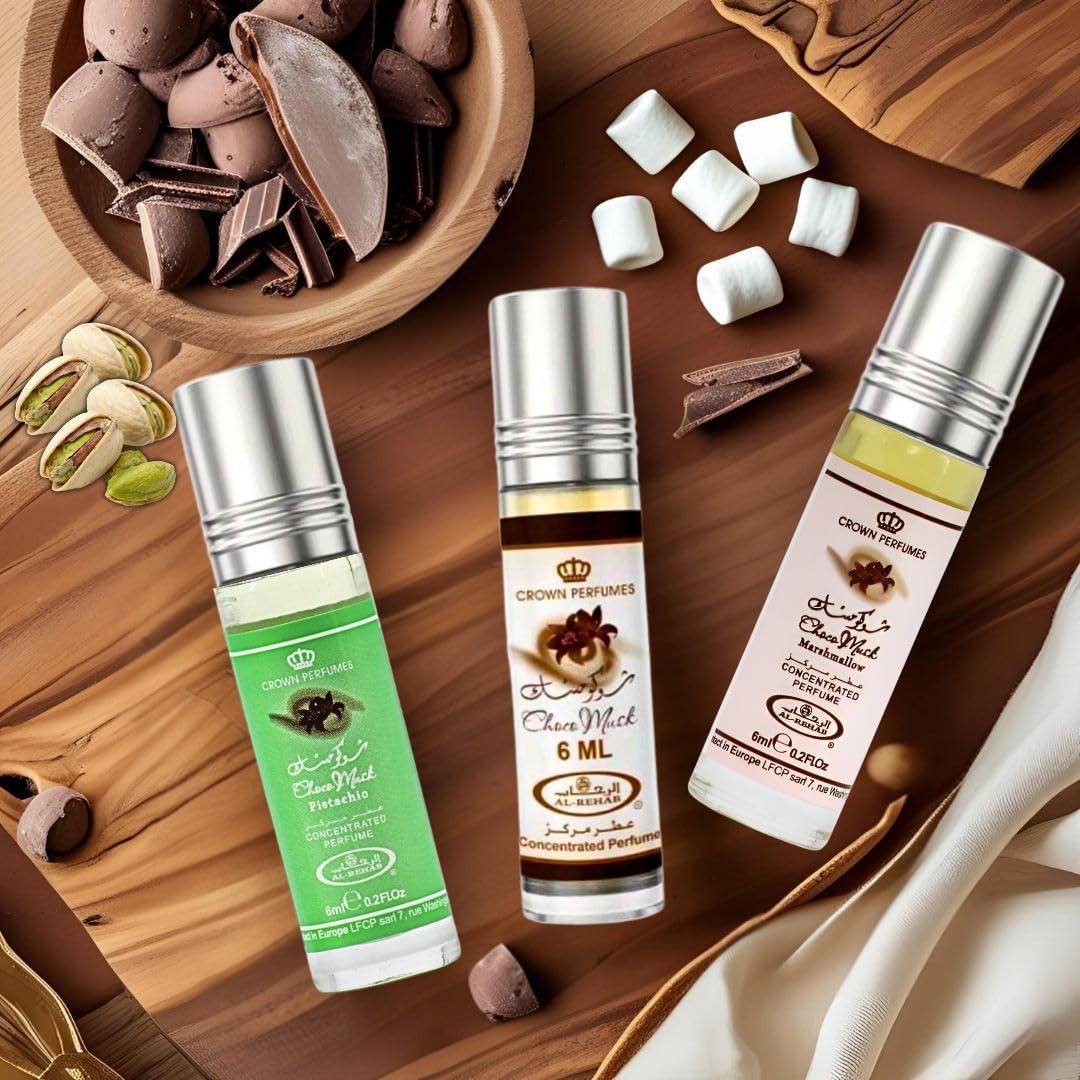 Al-Rehab Choco Musk Marshmallow Perfume Oil Roll-On - 6ml (0.2 oz) | Gourmand Fragrance with Strawberry, Marshmallow & Cocoa | Sweet, Fluffy & Addictive | Arabian Dessert Scent for Women
