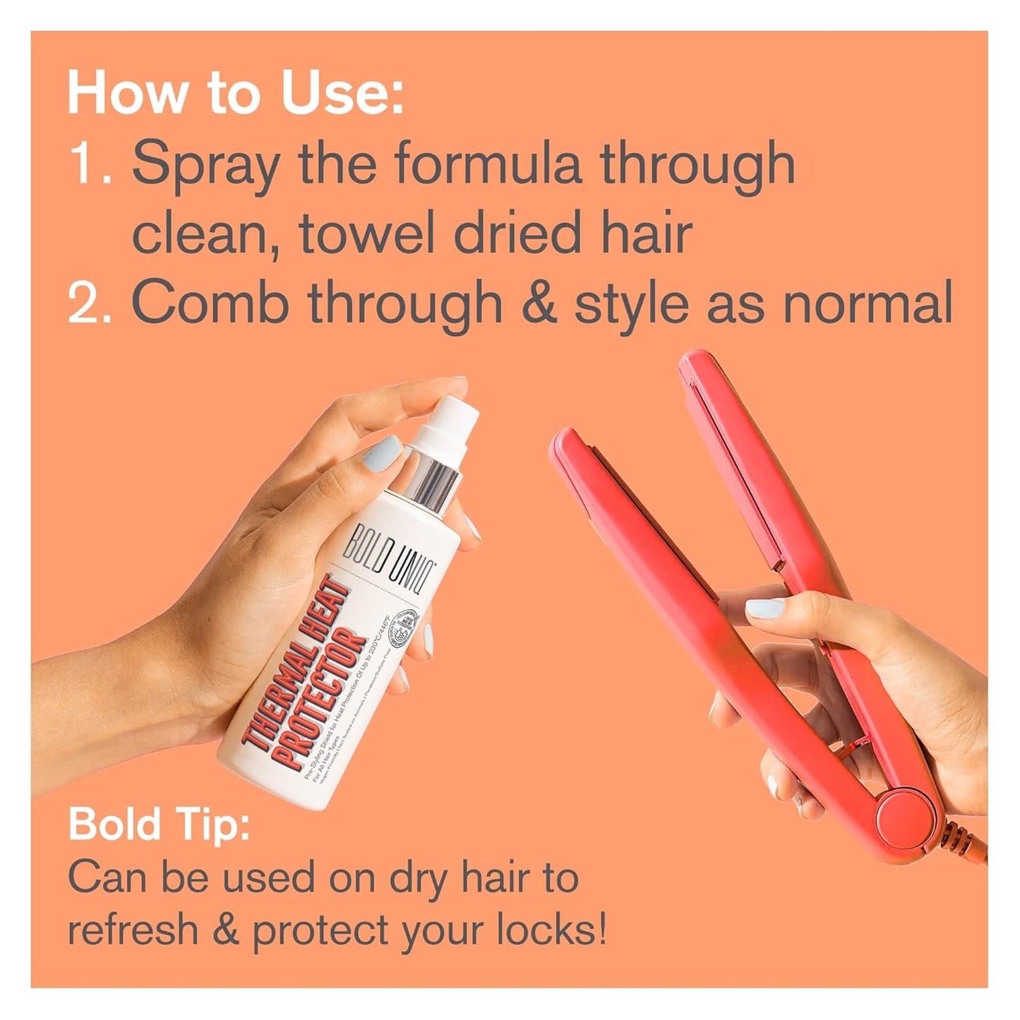 Heat Protectant Spray For Hair - Thermal Shield Up To 450ºF | Lightweight, Sulfate & Paraben Free - 5.9 Fl Oz