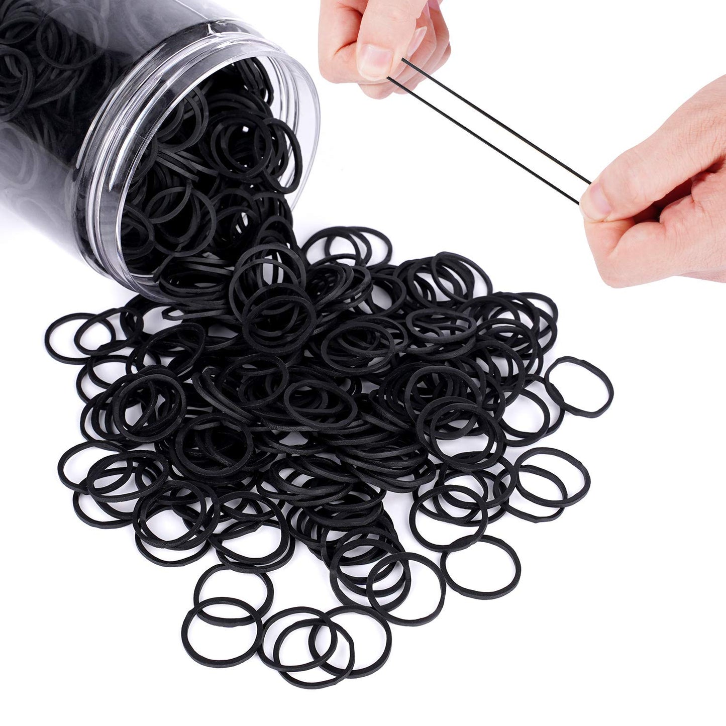 HOYOLS 3/4” Inches Black Hair Rubber Bands for Hair Ties Small Mini Elastics Bands Large Braiding Ponytail Holders for Baby Toddler Girls Kids No Damage 600pcs (M) Latex-Free