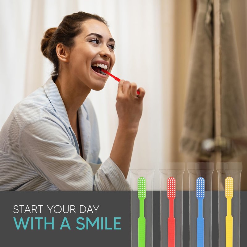 Pruvade 150 Pack Disposable Toothbrushes with Toothpaste, Built in | Prepasted Toothbrushes Individually Wrapped | Single Use Waterless Tooth Brush Soft Bristles for Airbnb, Hotel, Camping, Travel