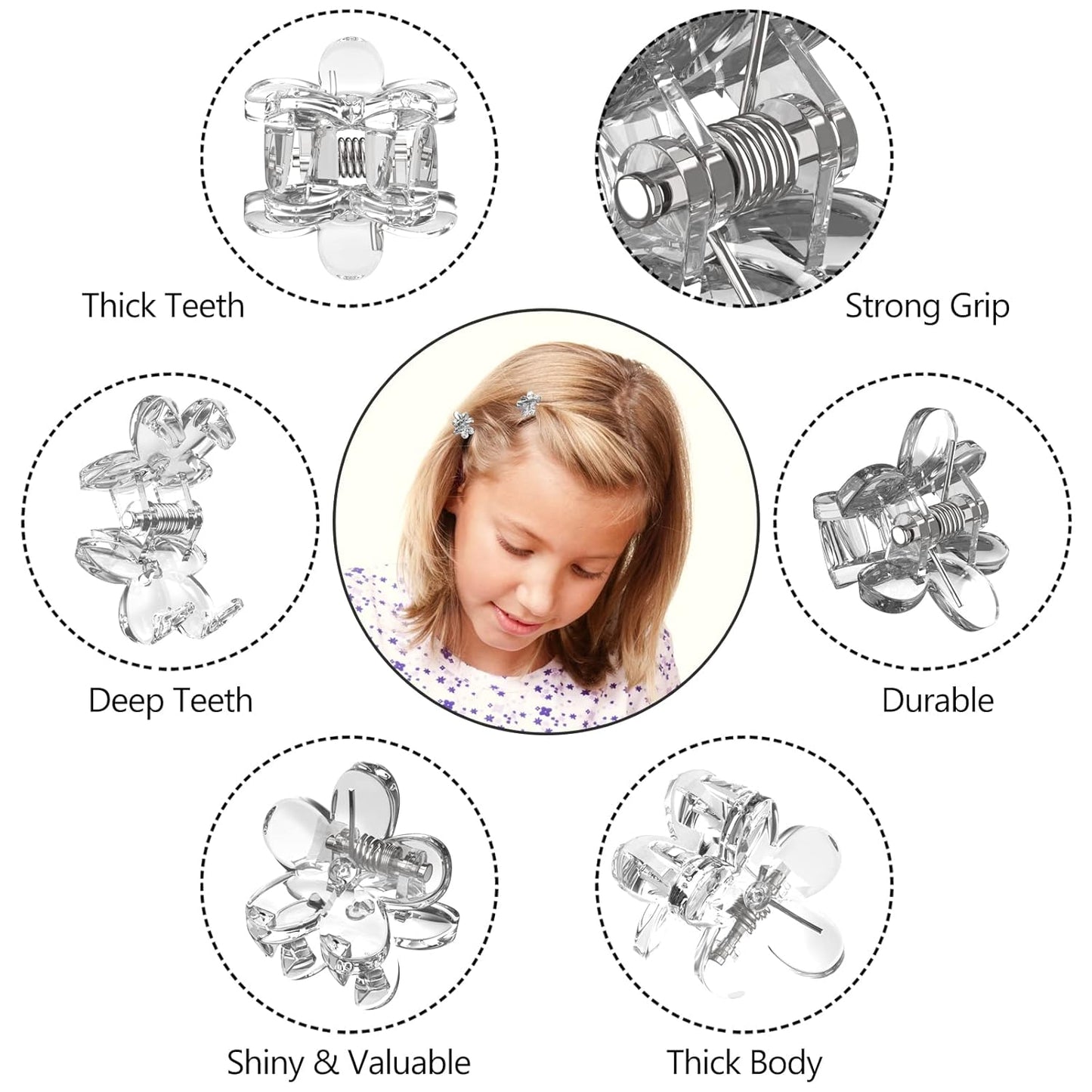 Mini Hair Clips Pack of 100 - Colorful Tiny Flower Hair Clips for Baby Toddler Girls Women, Strong Grip for Fine Hair Bangs