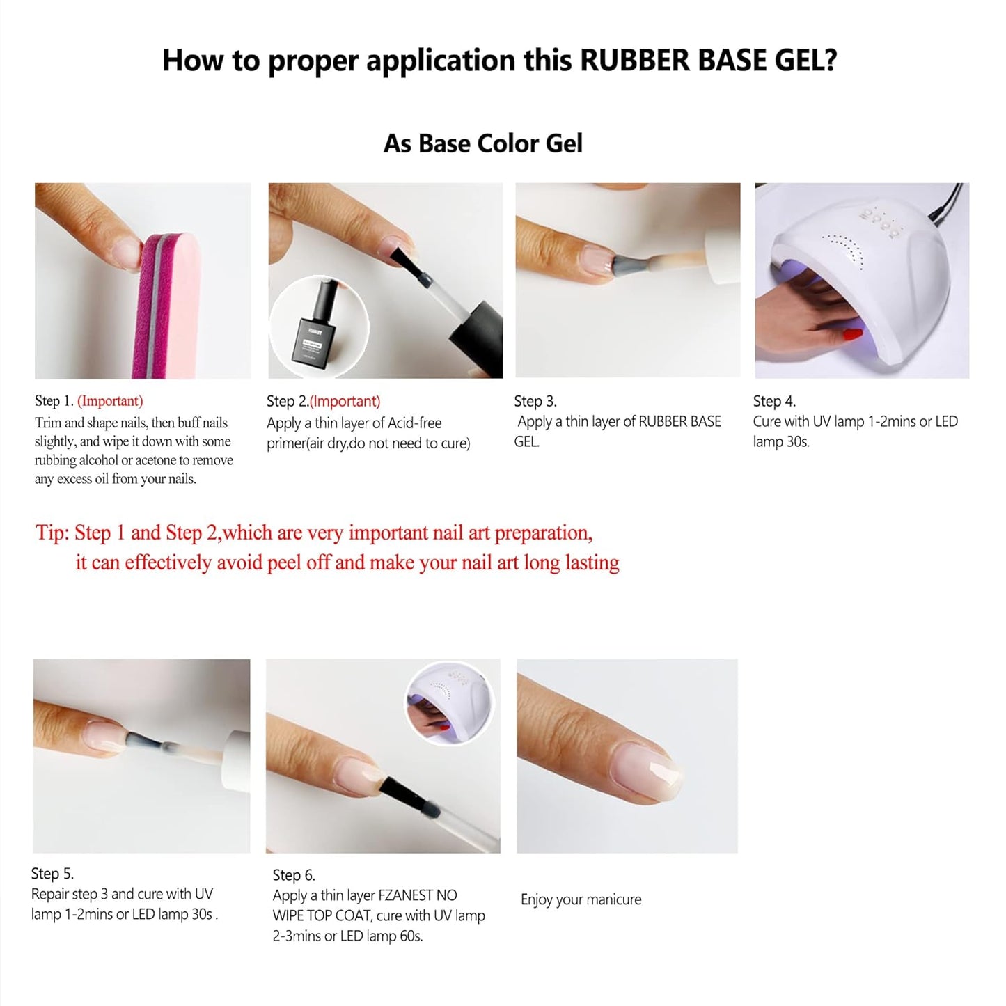 FZANEST Builder Gel Milky White Gel Polish Rubber Base For Nail Strengthener Extension LED Lamp Cured Color Base Nail Polish in Bottle