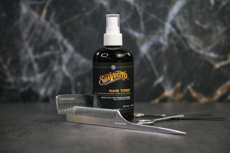 Suavecito Hair Tonic Spray 8 oz. Adds Refinement & Resilience To Hair - Combats Dryness, Buildup & Breakage - Nourishes Scalp - Alcohol Free, Paraben Free, Sulfate-Free - Rosemary, Witch Hazel
