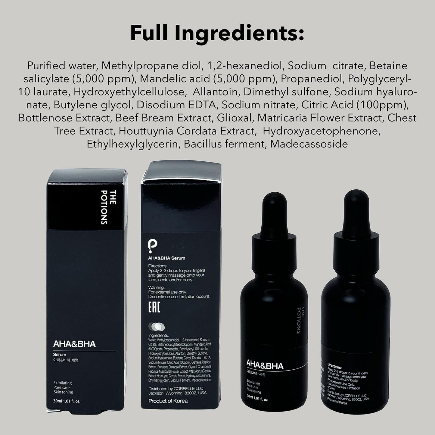 The Potions AHA BHA Facial Ampoule 30ml for Sebum Control - Made in Korea