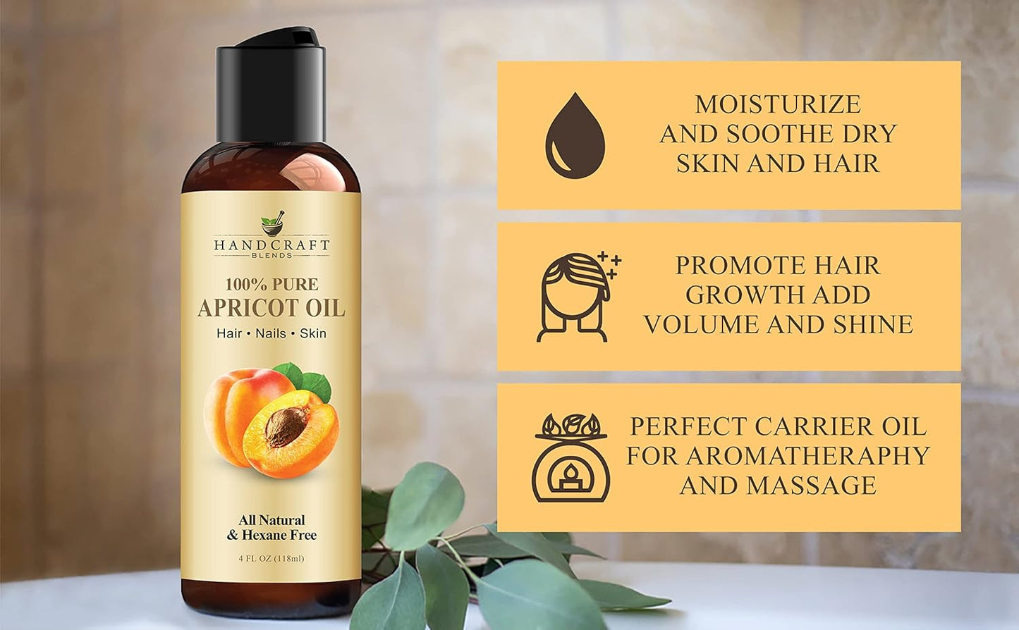 Handcraft Blends USDA Organic Jojoba Oil - Cold-Pressed 4 Fl Oz - 100% Pure and Natural - Premium Grade Carrier Oil for Skin and Hair - Hair and Body - Massage - Hexane-Free