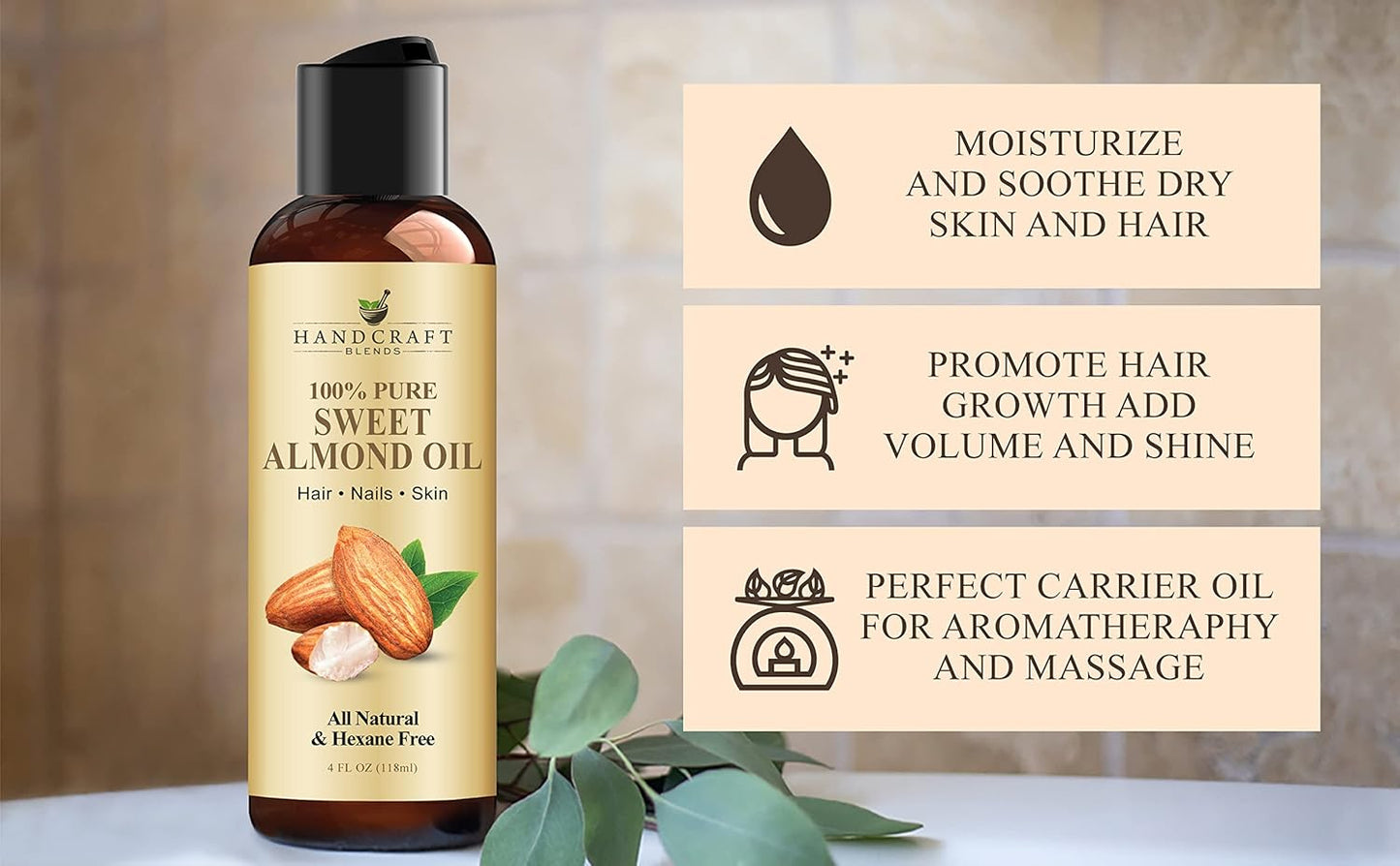 Handcraft Blends USDA Organic Jojoba Oil - Cold-Pressed 4 Fl Oz - 100% Pure and Natural - Premium Grade Carrier Oil for Skin and Hair - Hair and Body - Massage - Hexane-Free