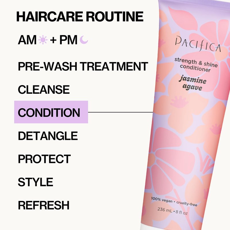 Pacifica Jasmine Agave Strength & Shine Conditioner – Repair Treatment for Dry, Damaged & Bleached Hair, Strengthens & Restores Shine, Clean Beauty, Vegan Cruelty-Free Dermatologist Tested