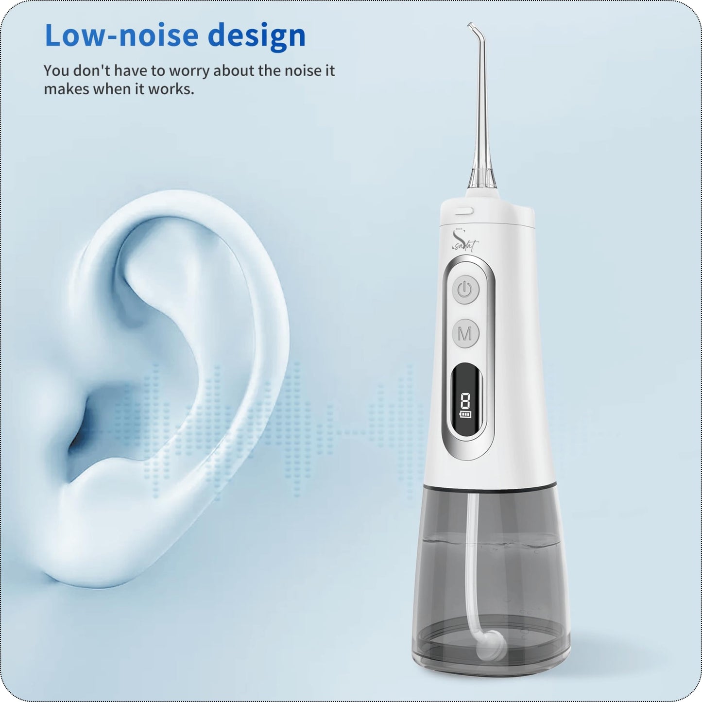 Sadat Cordless Water Dental Flosser – 9 Modes, LED Screen, 300ML Portable Oral Irrigator, Rechargeable & IPX7 Waterproof, Teeth Cleaning Picks for Home & Travel White