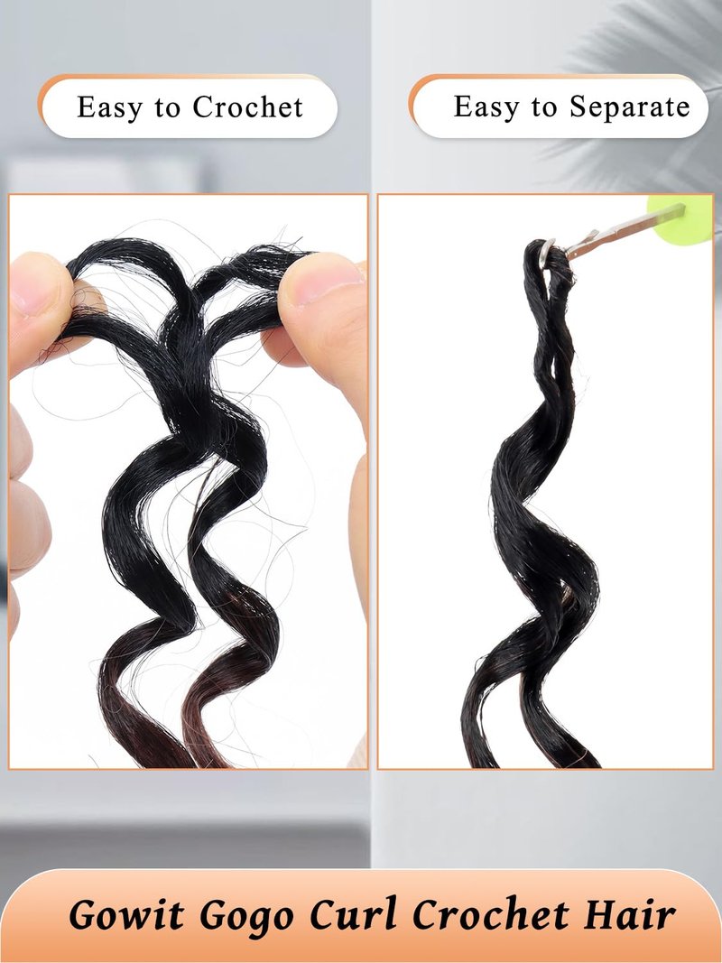 Gowit Gogo Curl Crochet Hair 8 Inch 6 Packs Short Curly Crochet Hair for Black Women Ombre Brown Blonde Deep Ocean Wave Synthetic Crochet Braids (8inch,T3027)