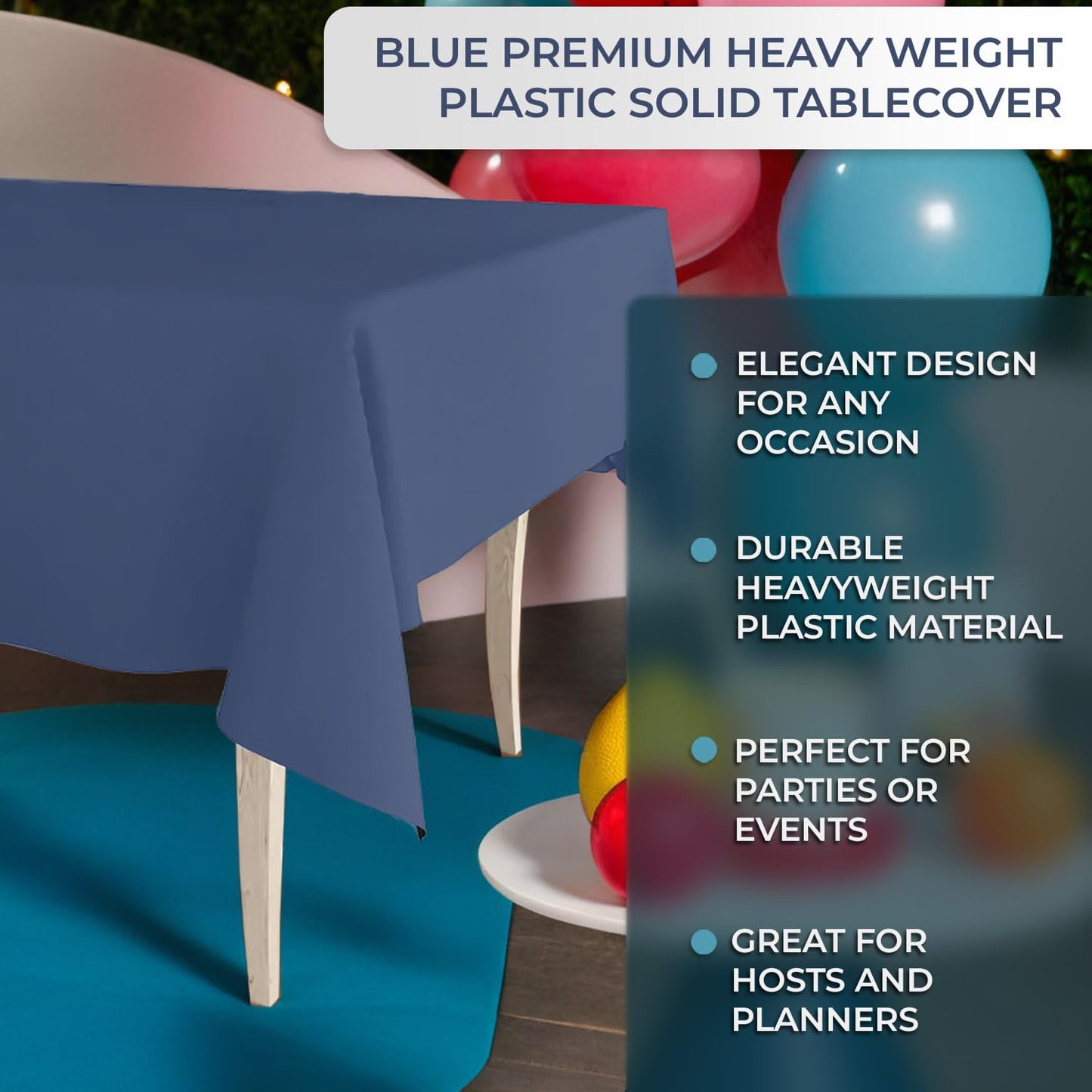 Rectangular Royal Blue Tablecloth Plastic, (1 Pc) 54" x 108" Blue Plastic Tablecloth, Perfect Blue Disposable Tablecloth and Elegant Blue Table Cover for Parties, Dinners and Special Occasions