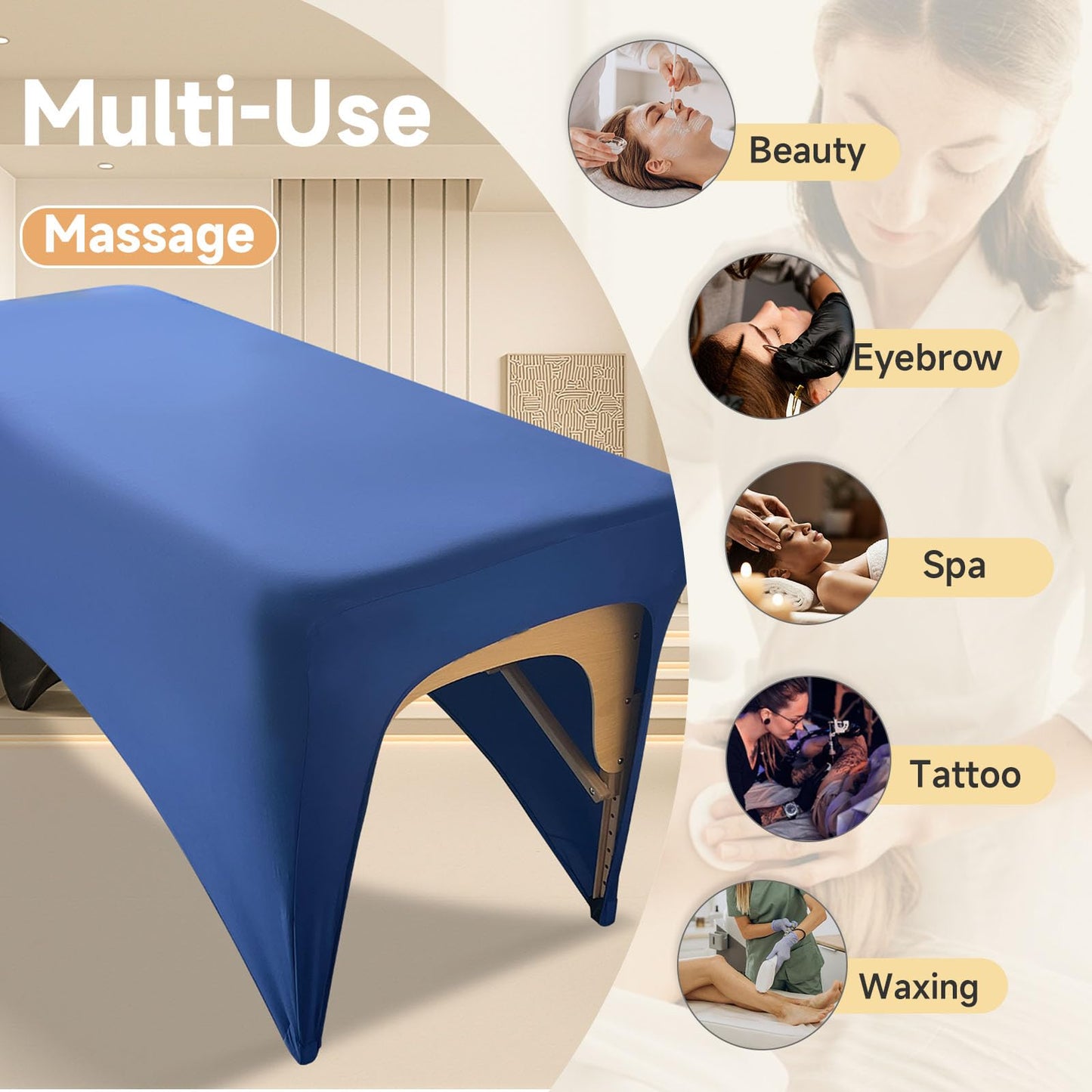 Elastic Lash Bed Cover Black Massage Table Cover Made of 90% Polyester and 10% Spandex, Spa Sheet Set for Lash Extension Bed or Massage Table(2PCS)