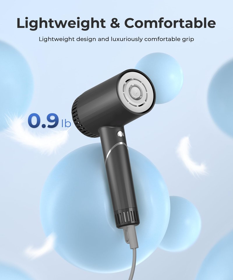 Hair Dryer, 100,000 RPM High-Speed Blow Dryers for Women & Men, Hair Dryers with Diffuser & Nozzle, Portable for Travel Home Use, Quiet & Fast-Drying, 500 Million Negative Ions, Heat-Control