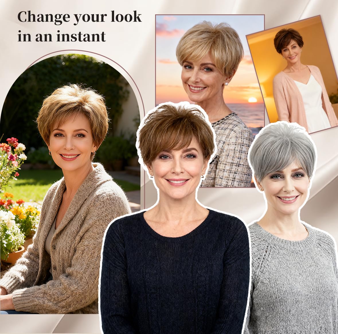 MyLike 5.5 Inch Pixie Cut Synthetic Hair Topper, Natural Curly Clip In Silk Base Short Hair Piece for Women Thinning Hair, Golden Blonde Daily Wiglet