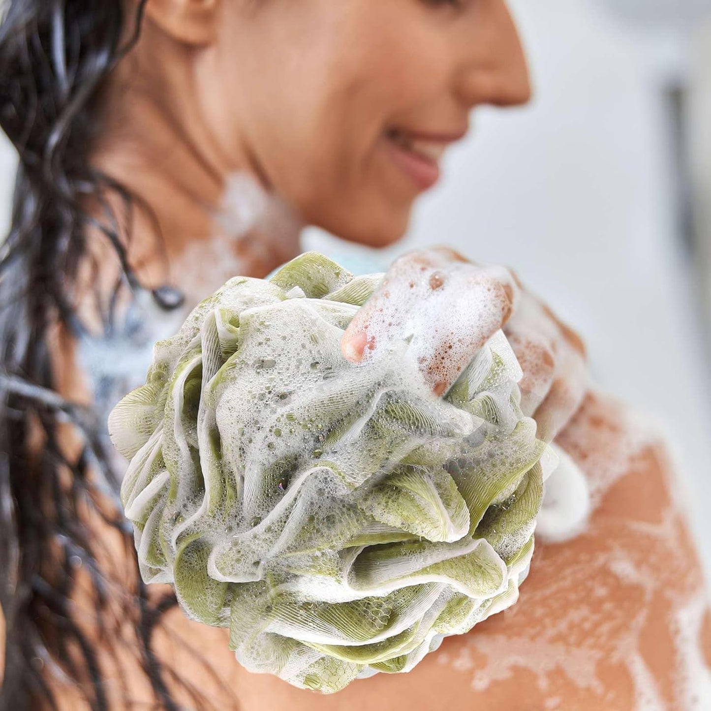 BTYMS Loofah Sponge 60 Gram Shower Pouf Bath Scrunchies Shower Puff Exfoliating Body Wash Scrubber Bath Puffs for Washing - Set of 4