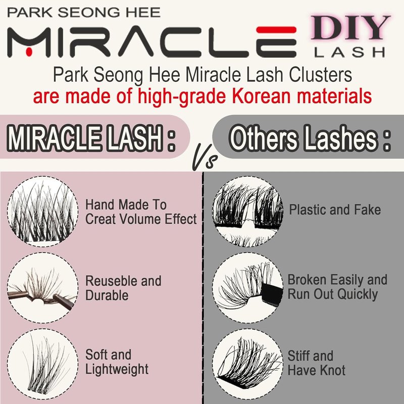 Miracle Lash DIY False Eyelashes - Lengthening Wisps 9mm-16mm | Contact Lens Friendly, Reusable Black Strip Lashes