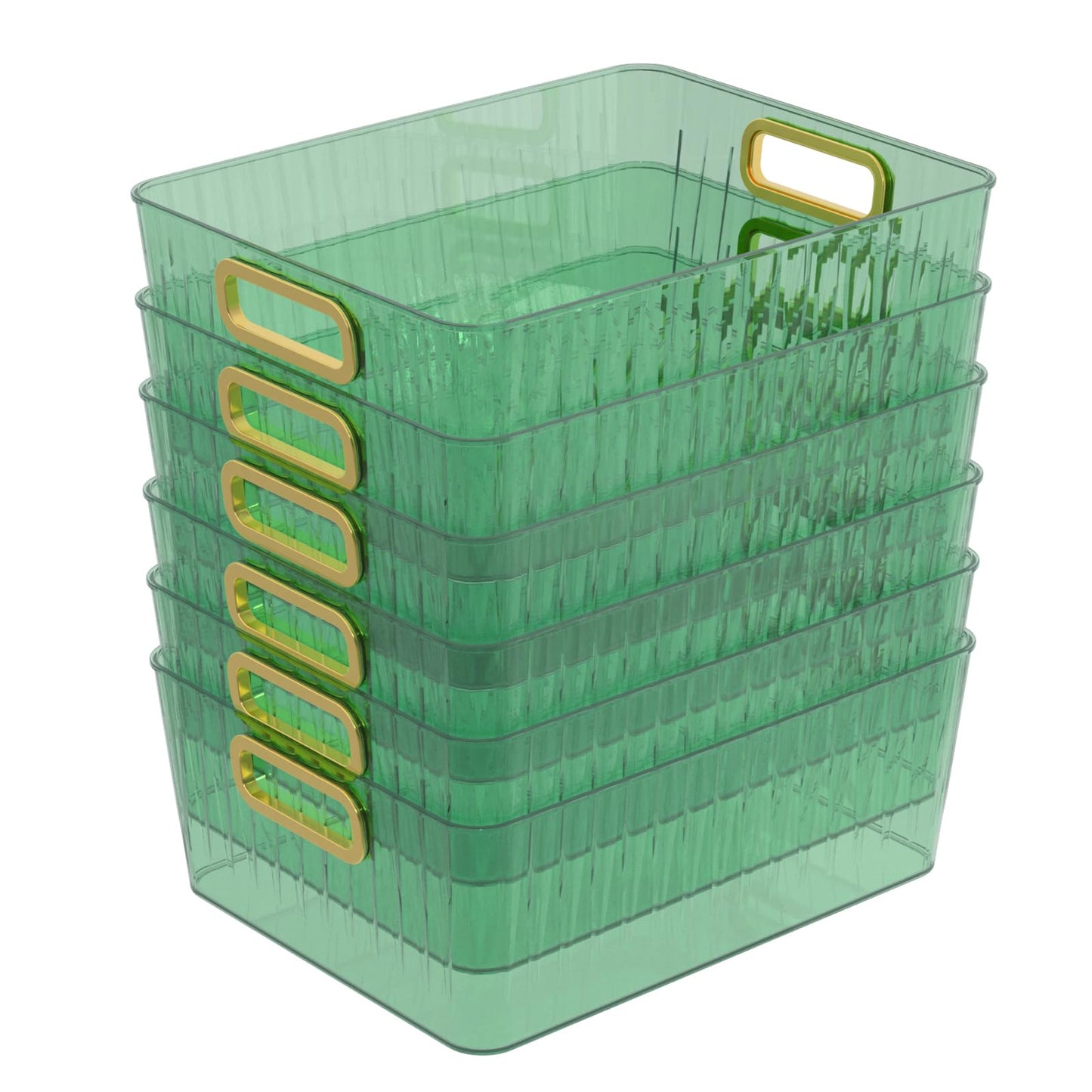 Vadidiya Clear Pantry Storage Bins, Plastic Organizer Baskets, 6-Pack