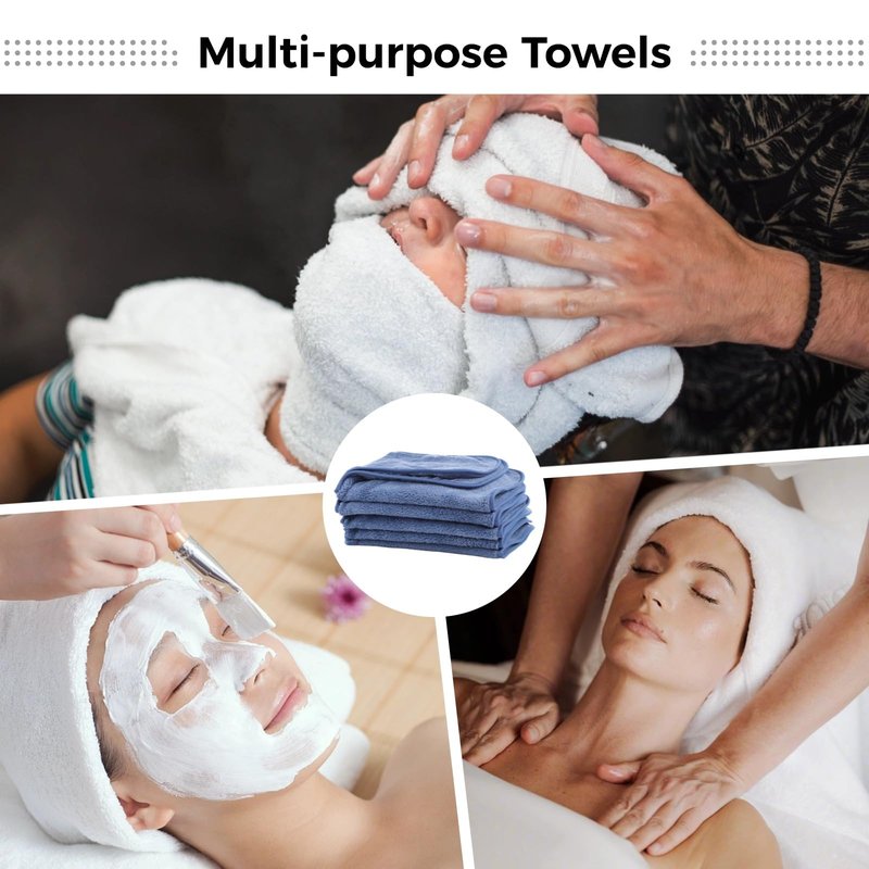 DIMEGON 12 PCS U-Shaped Facial Towels, Split Design, Soft Esthetician Towel, Facial Stem Massage Cleansing Towel, Coral Fleece Face Cloth for Beauty Salons, Skin Care, SPA Centers