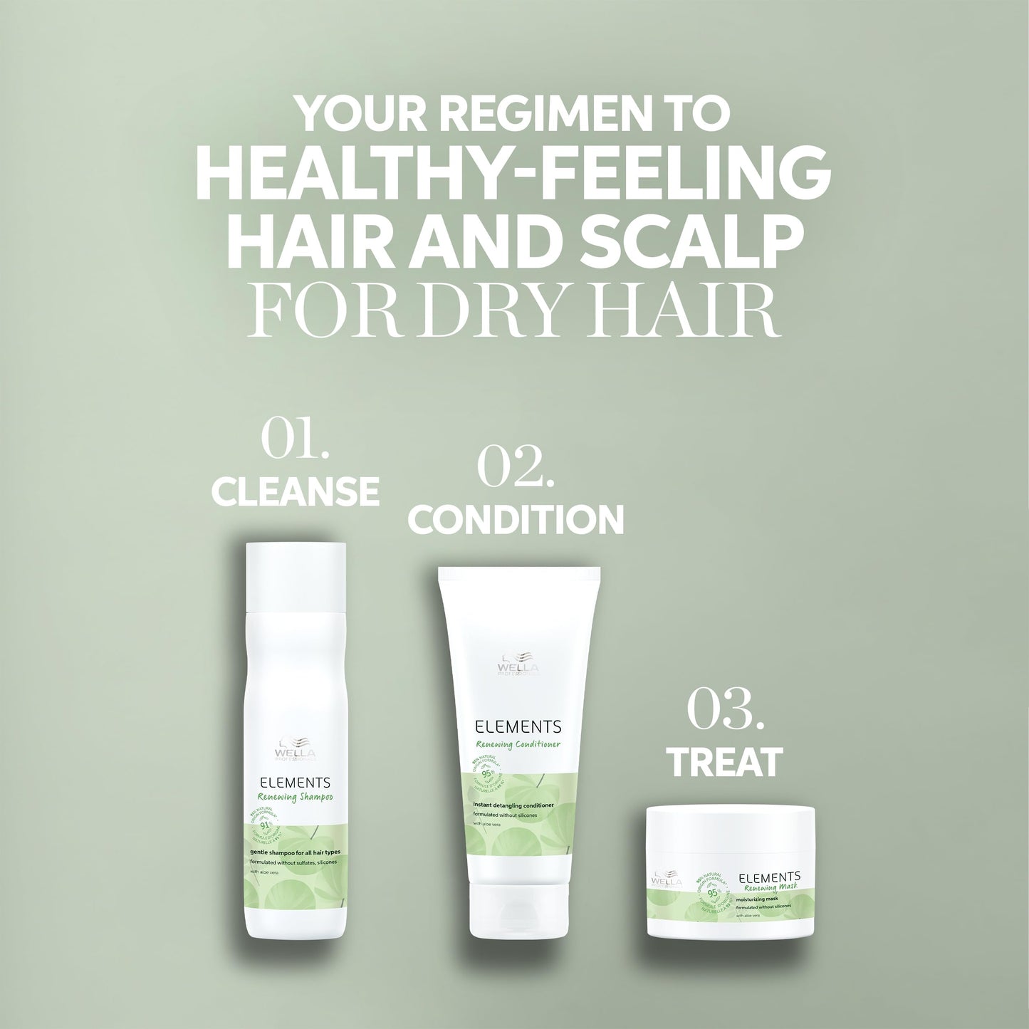 Wella Professionals Elements Renewing Shampoo with Aloe Vera | Gentle for All Hair Types | Without Sulfate & Silicone | 8.4 Fl Oz