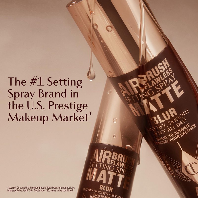 Charlotte Tilbury Airbrush Flawless Matte Setting Spray – Ulta-Fine Mist to Prime & Set Makeup Up to 16Hr – Oil and Shine Control with Blurring Matte Finish, Humidity & Waterproof