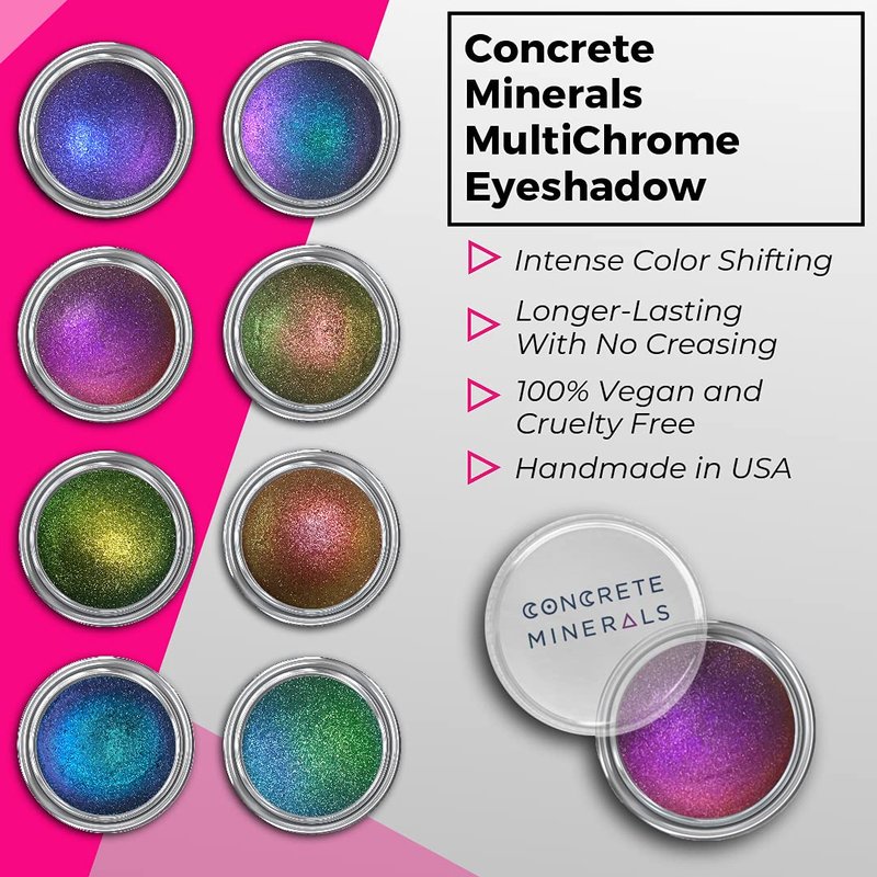 Concrete Minerals MultiChrome Eyeshadow, Intense Color Shifting, Longer-Lasting With No Creasing, 100% Vegan and Cruelty Free, Handmade in USA, 1.5 Grams Loose Mineral Powder (Voodoo Dolly)
